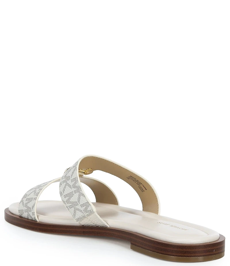 Michael Kors Erin Signature MK Print Flat Slide Sandals