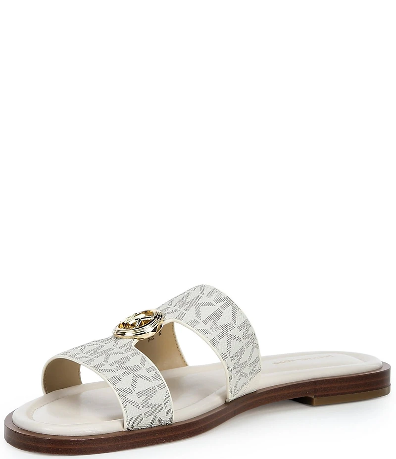Michael Kors Erin Signature MK Print Flat Slide Sandals