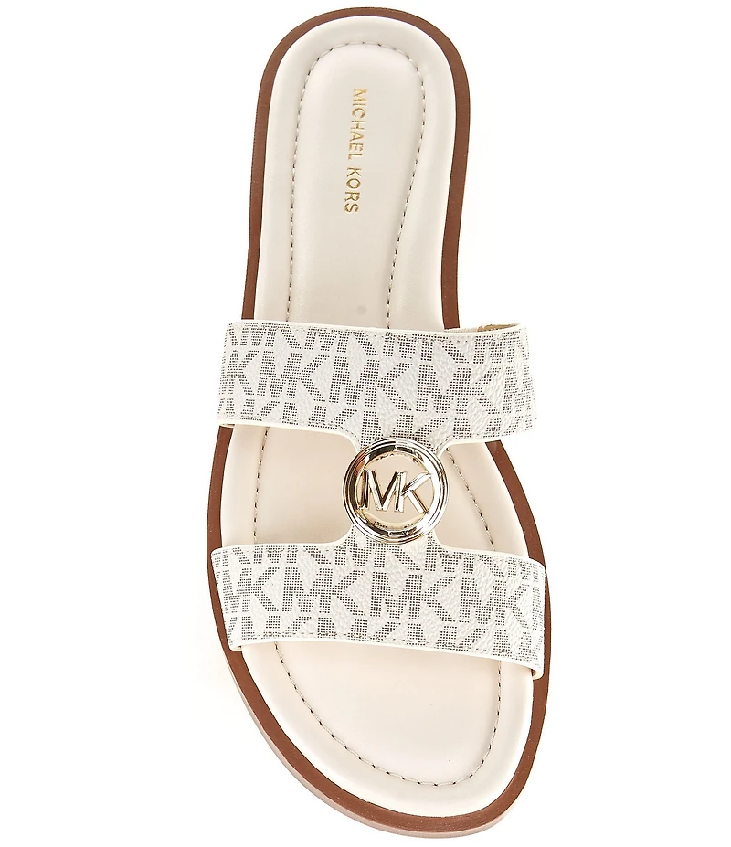 Michael Kors Erin Signature MK Print Flat Slide Sandals