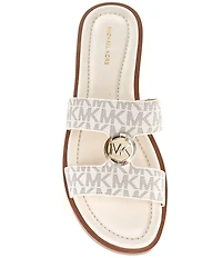 Michael Kors Erin Signature MK Print Flat Slide Sandals