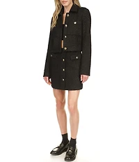 Michael Kors Eyelash Tweed Gold Button Coordinating Mini Skirt