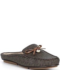 Michael Kors Greta Logo Washed Denim Bow Mules