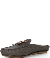 Michael Kors Greta Logo Washed Denim Bow Mules
