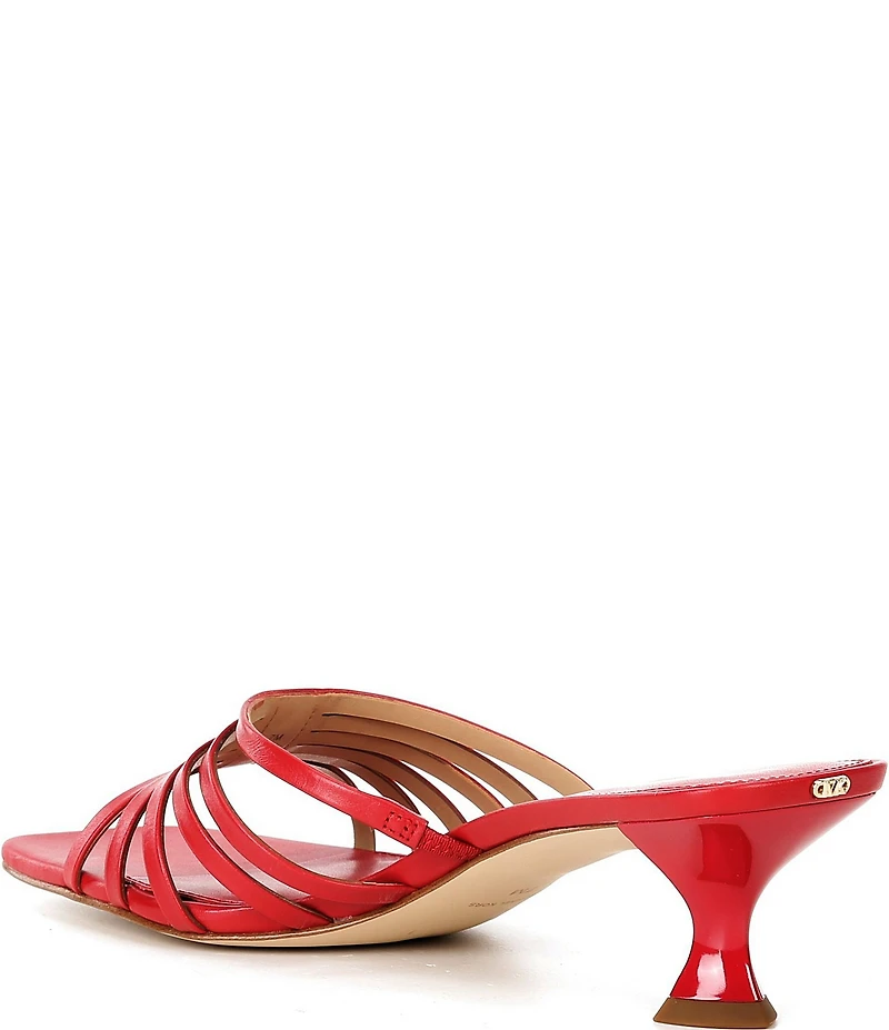 Michael Kors Haisley Leather Strappy Kitten Heel Dress Slide Sandals