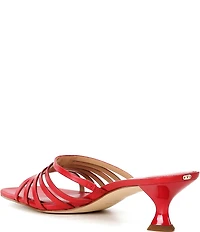 Michael Kors Haisley Leather Strappy Kitten Heel Dress Slide Sandals