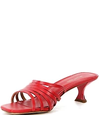 Michael Kors Haisley Leather Strappy Kitten Heel Dress Slide Sandals