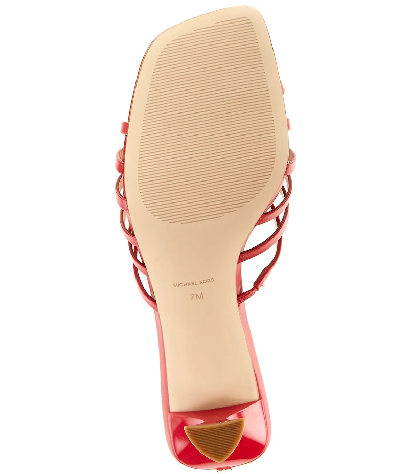 Michael Kors Haisley Leather Strappy Kitten Heel Dress Slide Sandals