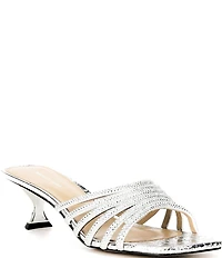 Michael Kors Haisley Microsuede Hot Fix Embellished Kitten Heel Slide Sandals