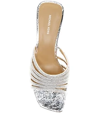 Michael Kors Haisley Microsuede Hot Fix Embellished Kitten Heel Slide Sandals