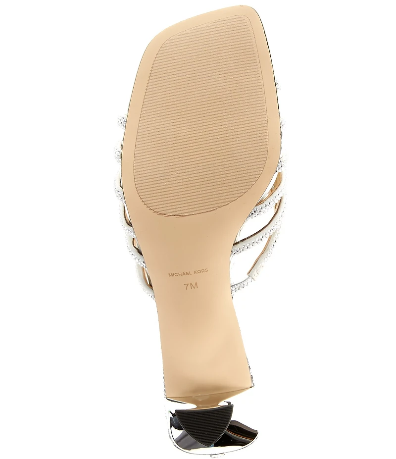 Michael Kors Haisley Microsuede Hot Fix Embellished Kitten Heel Slide Sandals