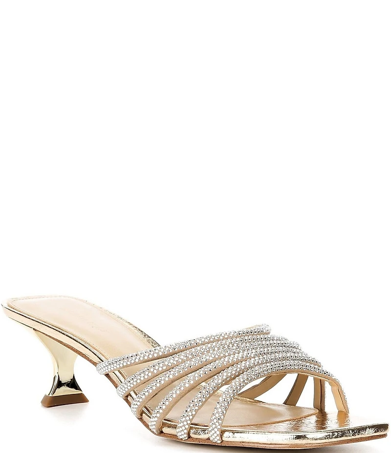 Michael Kors Haisley Microsuede Hot Fix Embellished Kitten Heel Slide Sandals