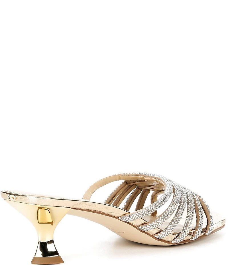 Michael Kors Haisley Microsuede Hot Fix Embellished Kitten Heel Slide Sandals