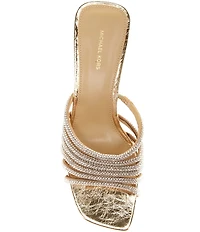 Michael Kors Haisley Microsuede Hot Fix Embellished Kitten Heel Slide Sandals