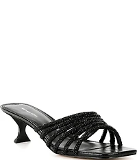 Michael Kors Haisley Microsuede Hot Fix Embellished Kitten Heel Slide Sandals