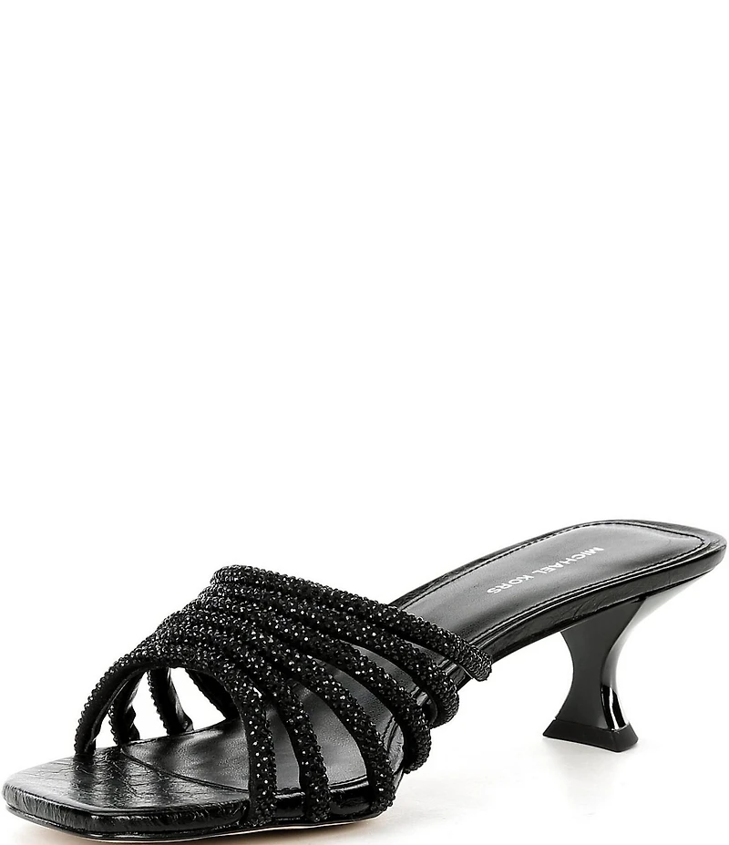 Michael Kors Haisley Microsuede Hot Fix Embellished Kitten Heel Slide Sandals