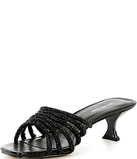 Michael Kors Haisley Microsuede Hot Fix Embellished Kitten Heel Slide Sandals