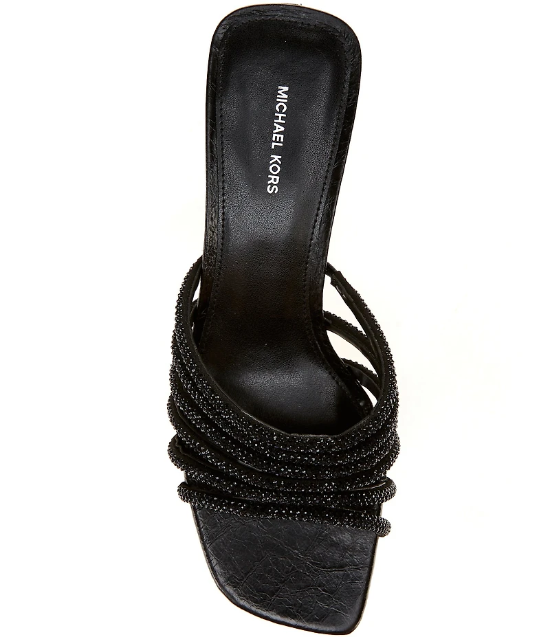 Michael Kors Haisley Microsuede Hot Fix Embellished Kitten Heel Slide Sandals