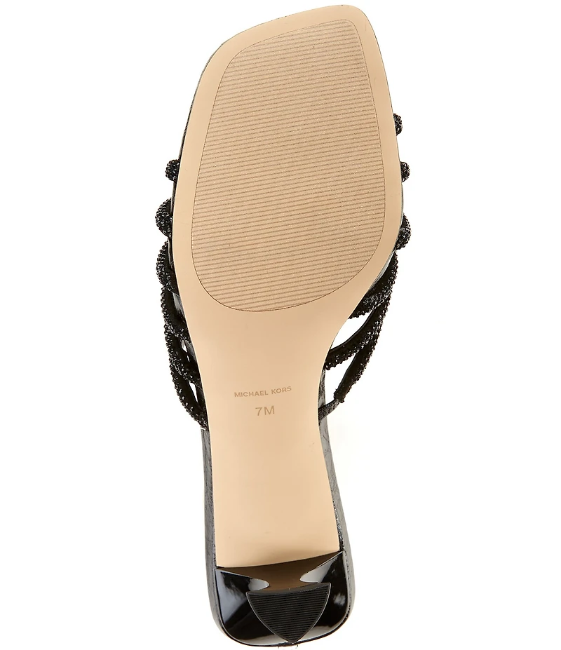 Michael Kors Haisley Microsuede Hot Fix Embellished Kitten Heel Slide Sandals