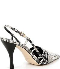 Michael Kors Haisley Snake Print Embossed Leather Slingback High Heel Pumps