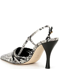 Michael Kors Haisley Snake Print Embossed Leather Slingback High Heel Pumps