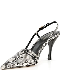 Michael Kors Haisley Snake Print Embossed Leather Slingback High Heel Pumps