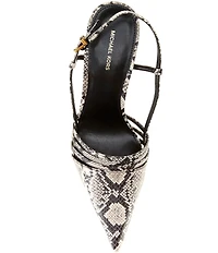 Michael Kors Haisley Snake Print Embossed Leather Slingback High Heel Pumps
