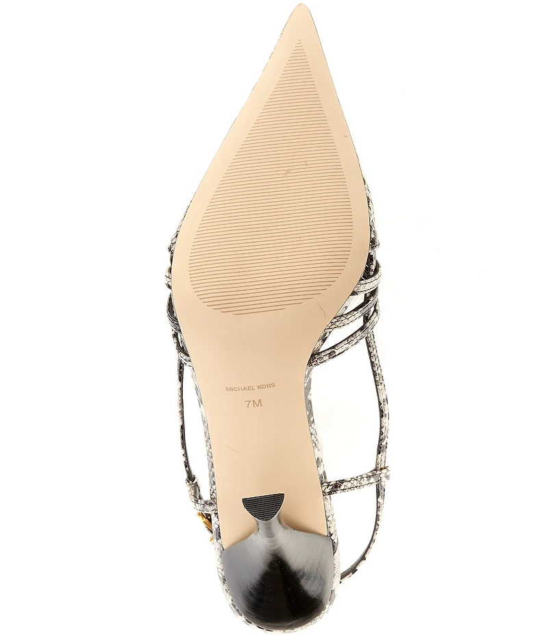 Michael Kors Haisley Snake Print Embossed Leather Slingback High Heel Pumps