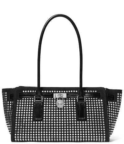 Michael Kors Hamilton Moderne Small Studded Suede Satchel Bag
