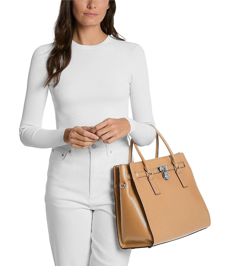 Michael Kors Hamilton Moderne Large Silver Hardware Satchel Bag