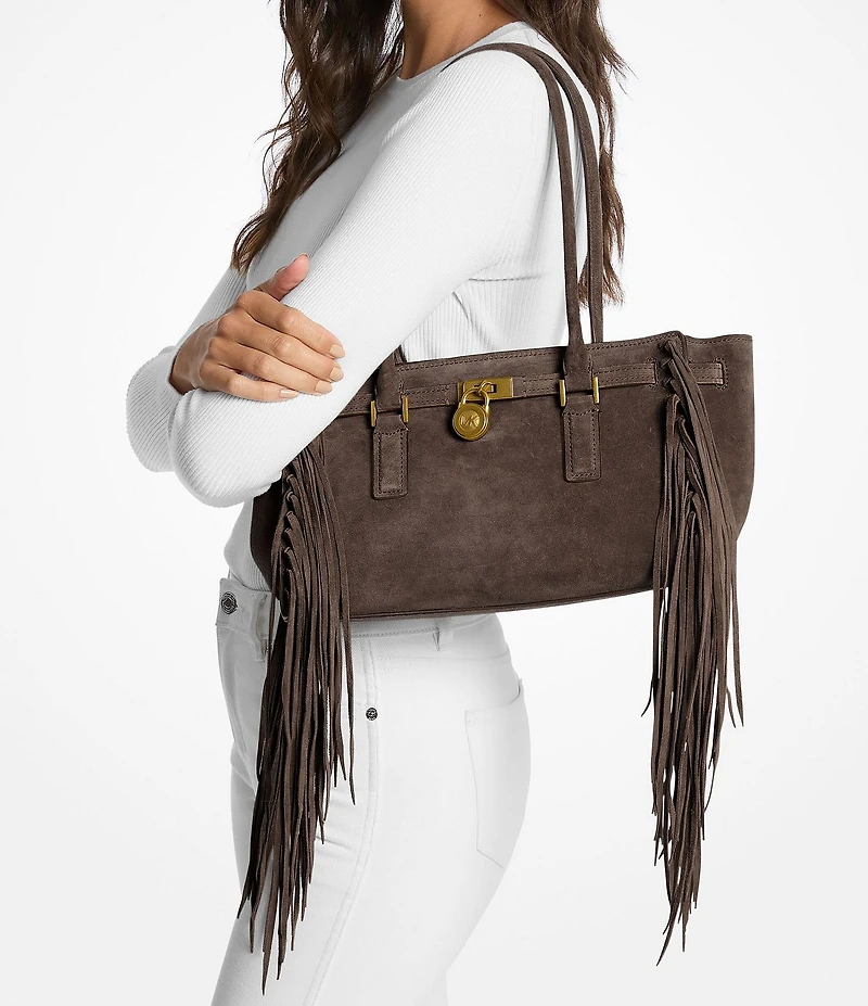 Michael Kors Hamilton Moderne Small Suede East West Fringe Shoulder Bag