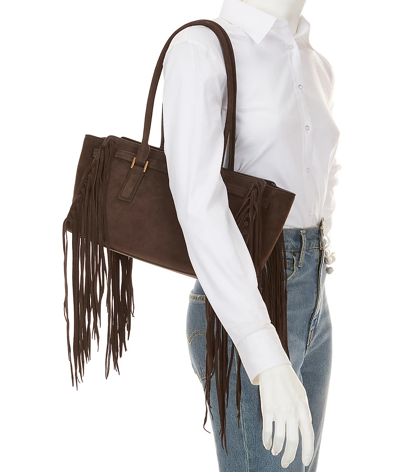 Michael Kors Hamilton Moderne Small Suede East West Fringe Shoulder Bag
