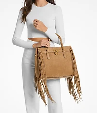 Michael Kors Hamilton Moderne Large Suede Fringe Satchel Bag