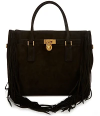 Michael Kors Hamilton Moderne Large Suede Fringe Satchel Bag