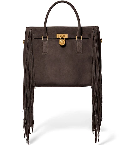 Michael Kors Hamilton Moderne Large Suede Fringe Satchel Bag