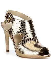 Michael Kors Harper Heeled Metallic Leather Dress Sandals