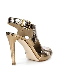 Michael Kors Harper Heeled Metallic Leather Dress Sandals