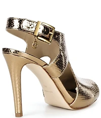 Michael Kors Harper Heeled Metallic Leather Dress Sandals
