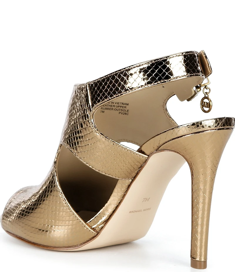 Michael Kors Harper Heeled Metallic Leather Dress Sandals