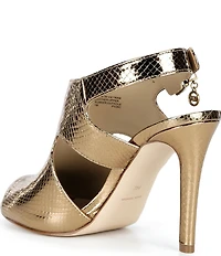 Michael Kors Harper Heeled Metallic Leather Dress Sandals