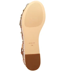 Michael Kors Hensley Leather MK Print Studded Platform Wedge Sandals