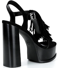 Michael Kors Indra Suede Fringe Ankle Wrap High Heel Platform Sandals