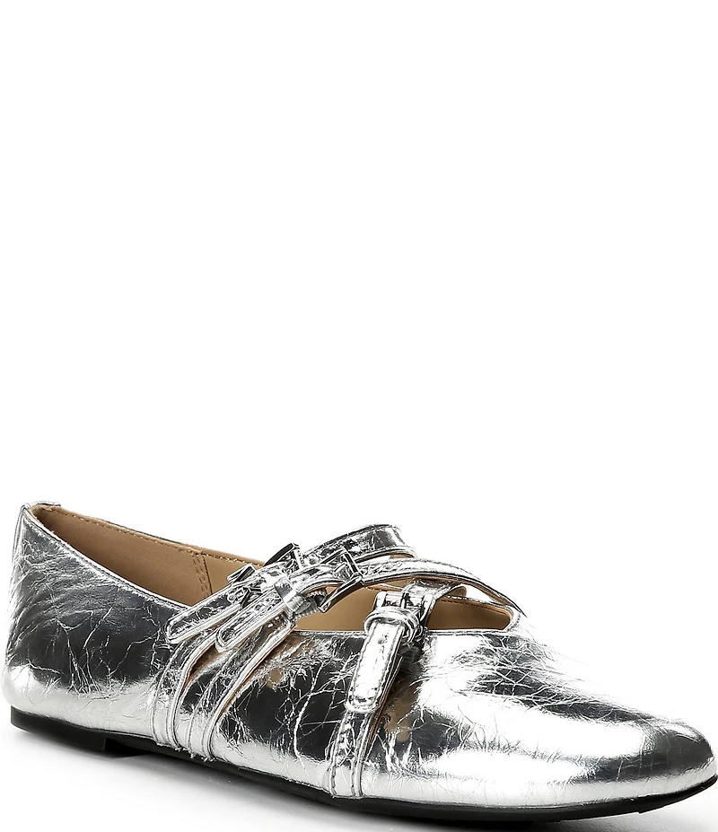 Michael Kors Indy Flex Metallic Leather Mary Jane Ballet Flats