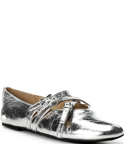 Michael Kors Indy Flex Metallic Leather Mary Jane Ballet Flats