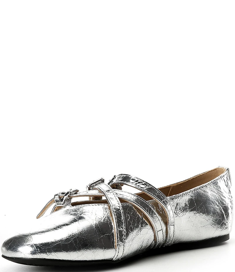 Michael Kors Indy Flex Metallic Leather Mary Jane Ballet Flats