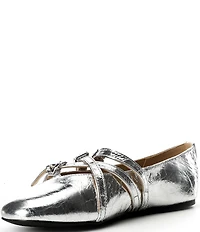 Michael Kors Indy Flex Metallic Leather Mary Jane Ballet Flats