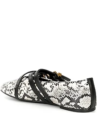 Michael Kors Indy Flex Snake Embossed Leather Mary Jane Ballet Flats