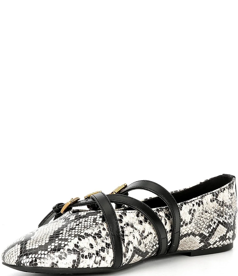 Michael Kors Indy Flex Snake Embossed Leather Mary Jane Ballet Flats