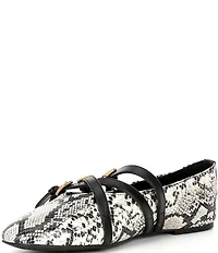Michael Kors Indy Flex Snake Embossed Leather Mary Jane Ballet Flats
