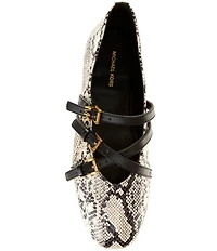 Michael Kors Indy Flex Snake Embossed Leather Mary Jane Ballet Flats
