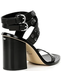 Michael Kors Irene Studded Leather Block Heel Sandals